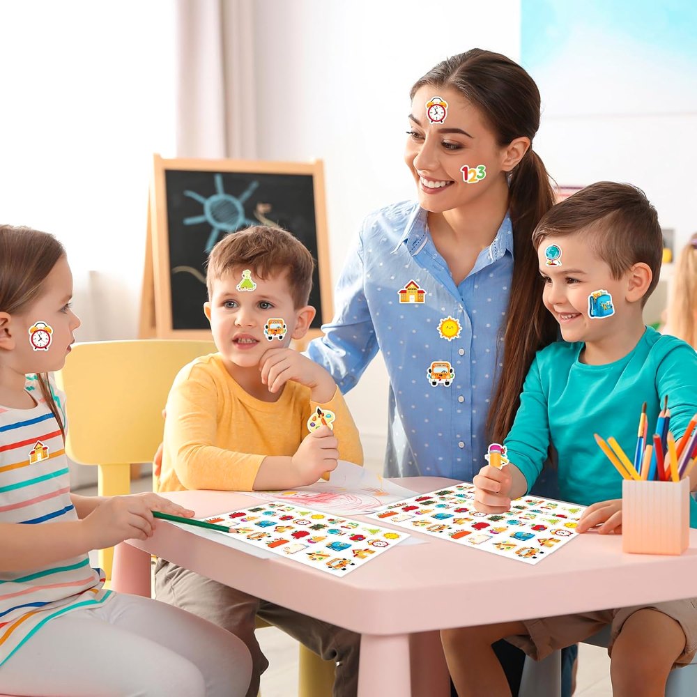 1 1/2" Cute Preschool Kindergarten Back to School Stickers, view 5