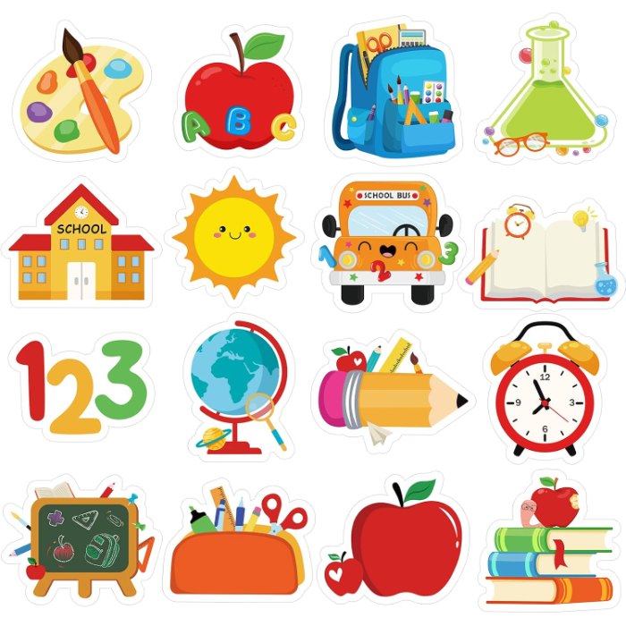 1 1/2" Cute Preschool Kindergarten Back to School Stickers