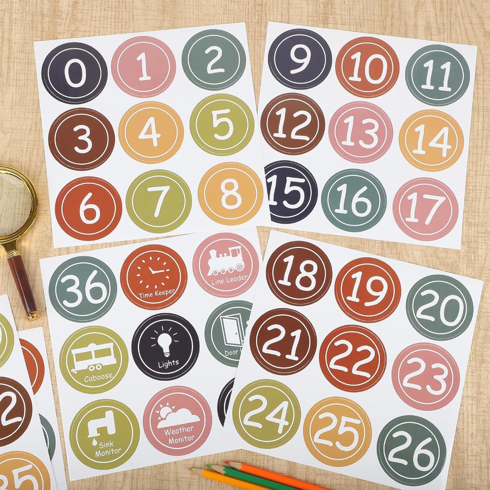 2 1/2" Number Stickers Boho Classroom Decor Set, view 3