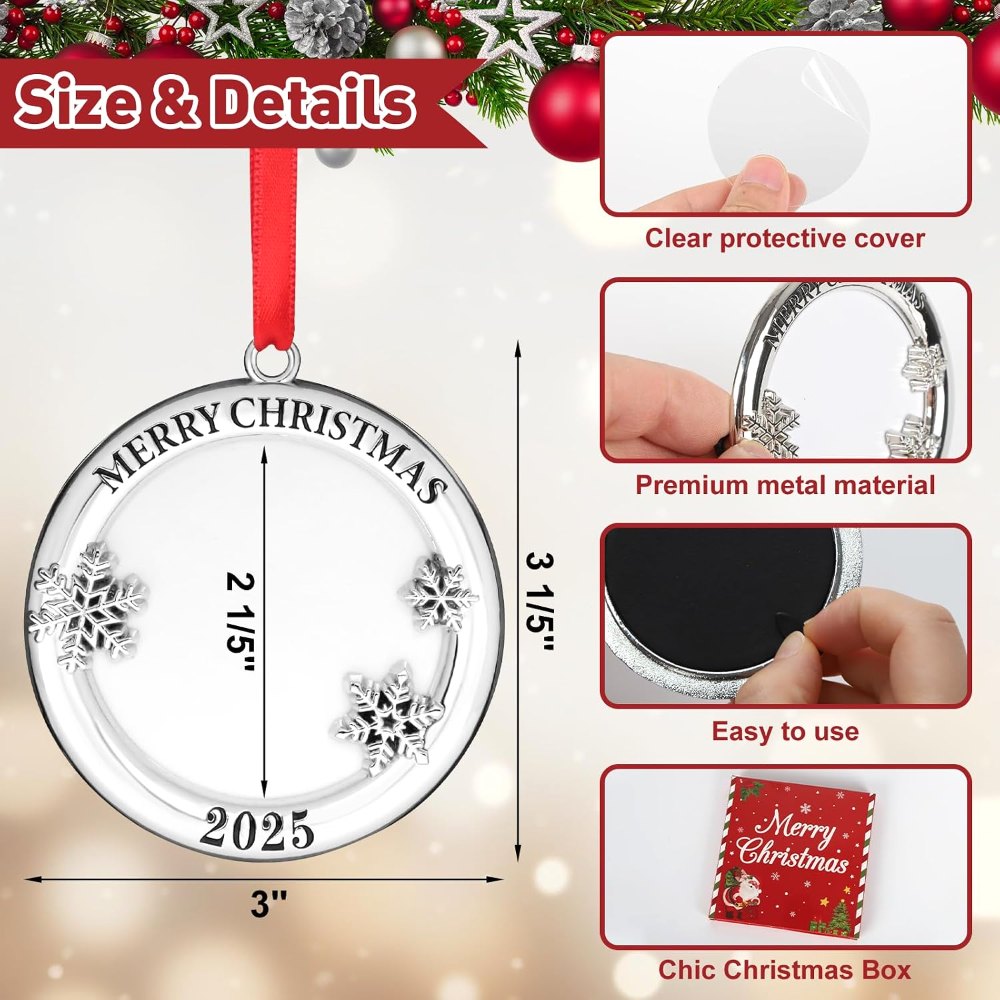 2025 Merry Christmas Photo Frame Ornament for Tree, view 2
