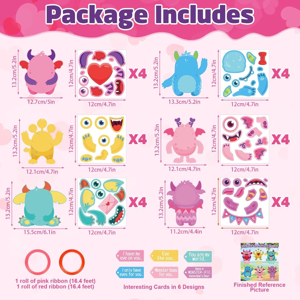 24 Sets Valentine's Day Craft Kits for Kids DIY Monster, view 2