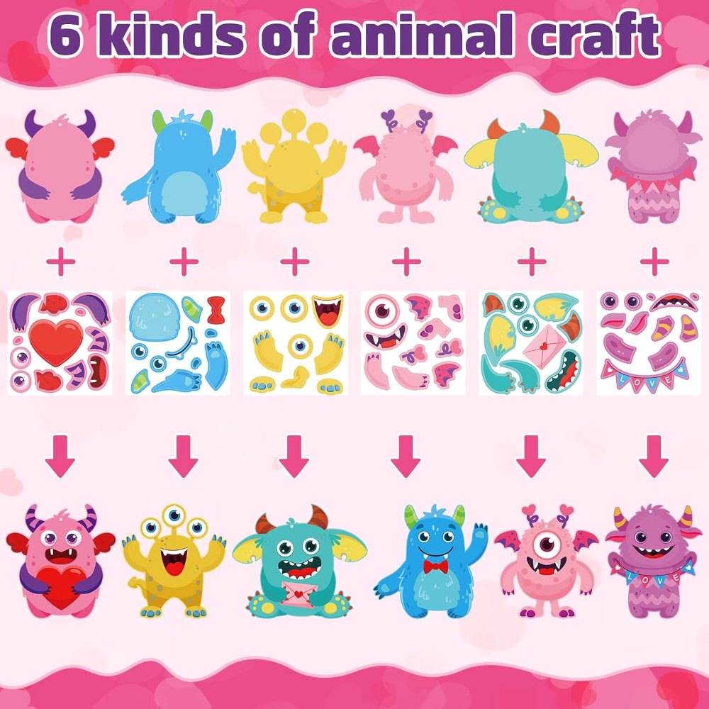 24 Sets Valentine's Day Craft Kits for Kids DIY Monster, detail 7