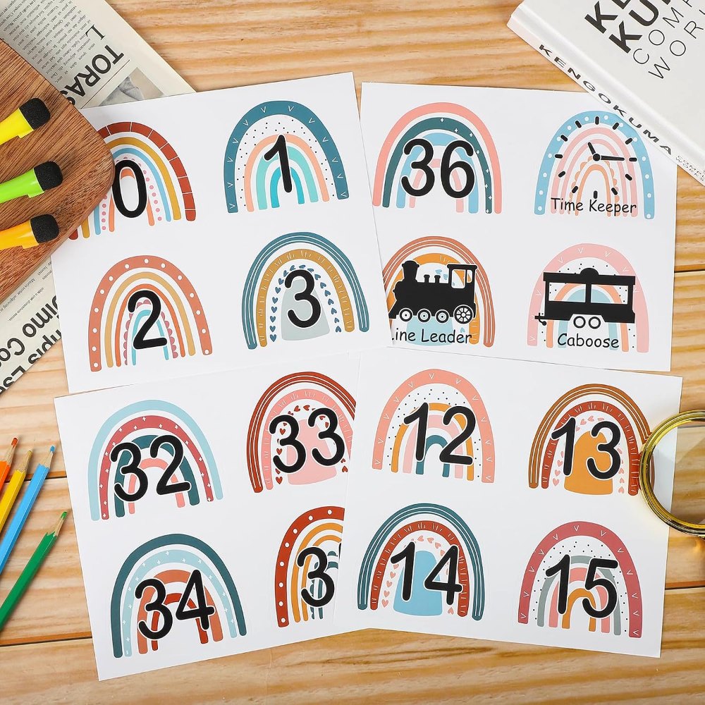 4" Number Stickers Boho Classroom Decor Set, view 3