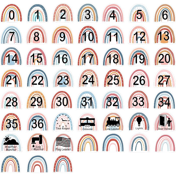 4" Number Stickers Boho Classroom Decor Set