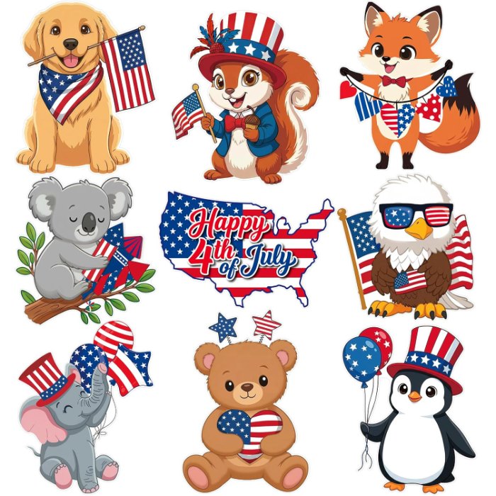 4th of July Bulletin Board Decorations Cutouts Set
