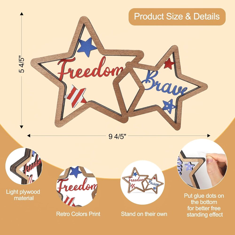 4th of July Decorations Patriotic Memorial Day Wooden, view 2