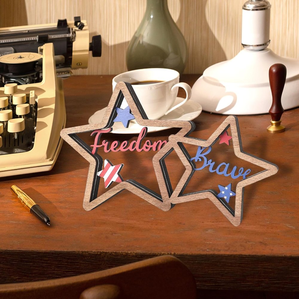 4th of July Decorations Patriotic Memorial Day Wooden, view 3