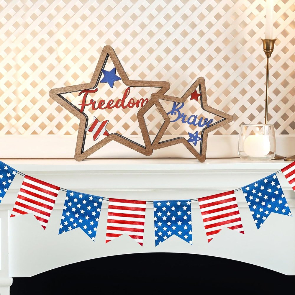 4th of July Decorations Patriotic Memorial Day Wooden, view 6