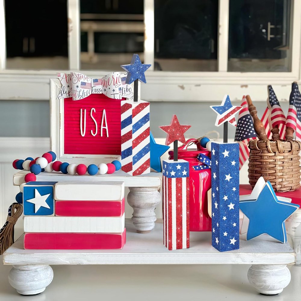 4th of July Decorations Set, Red Blue and White, view 4
