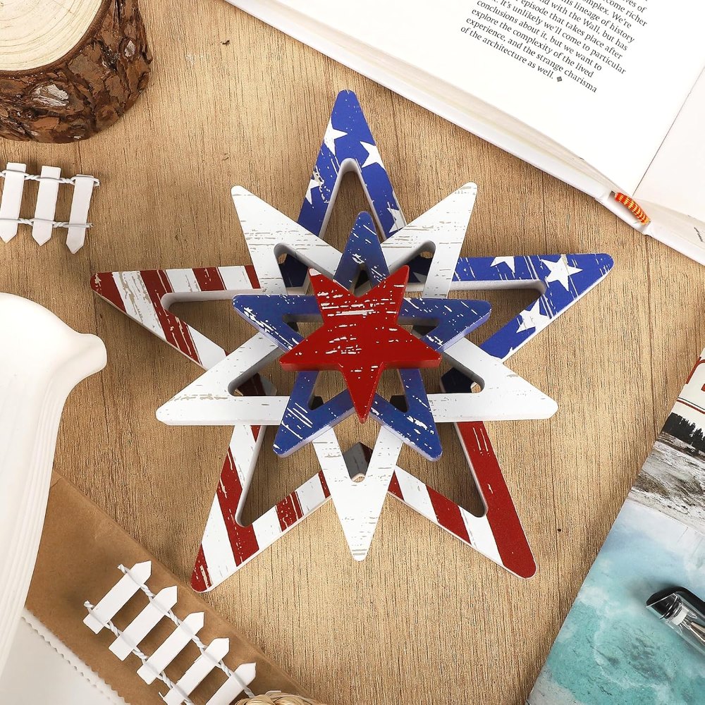 4th of July Decorations Stars Set of 4, 4 pieces, view 3