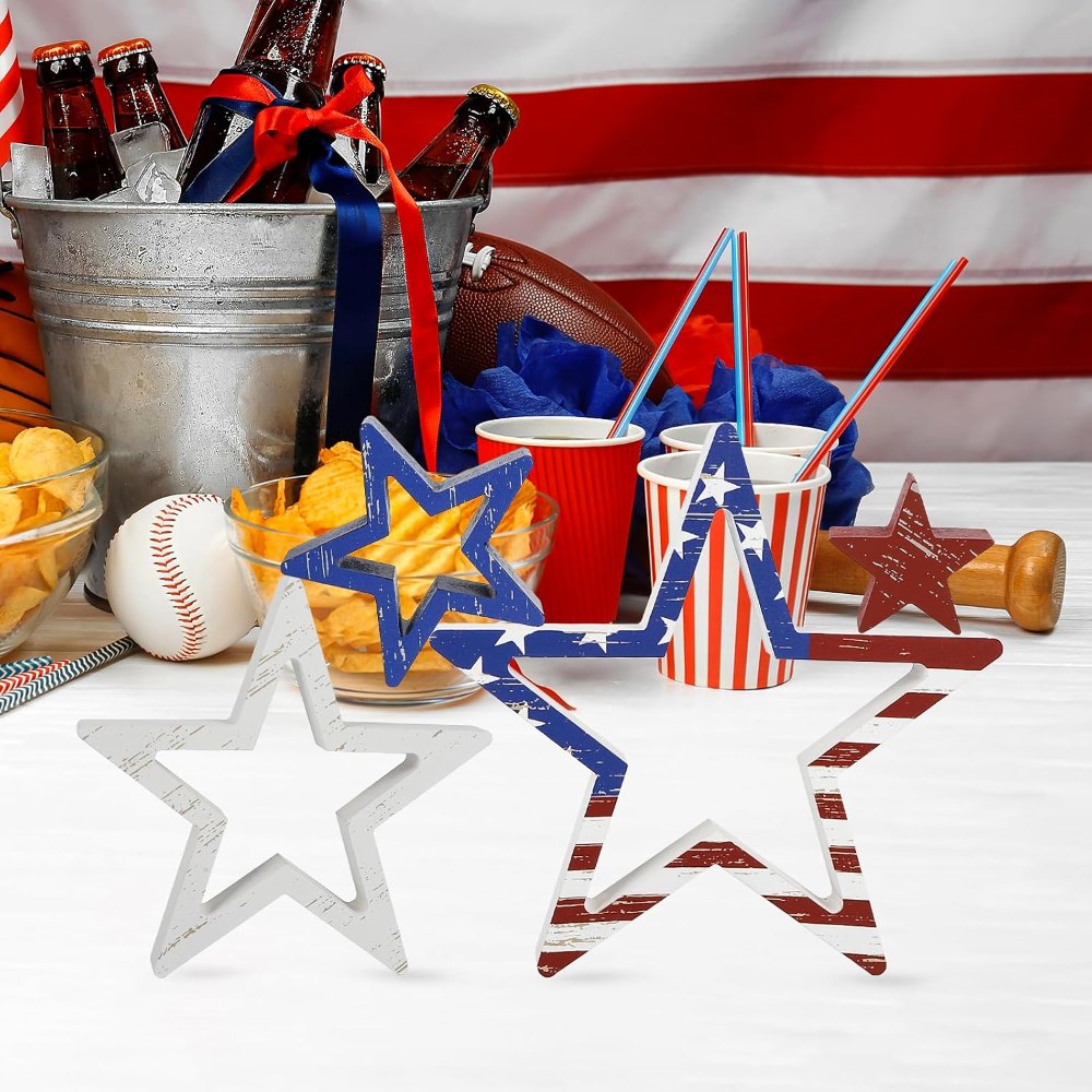 4th of July Decorations Stars Set of 4, 4 pieces, view 4