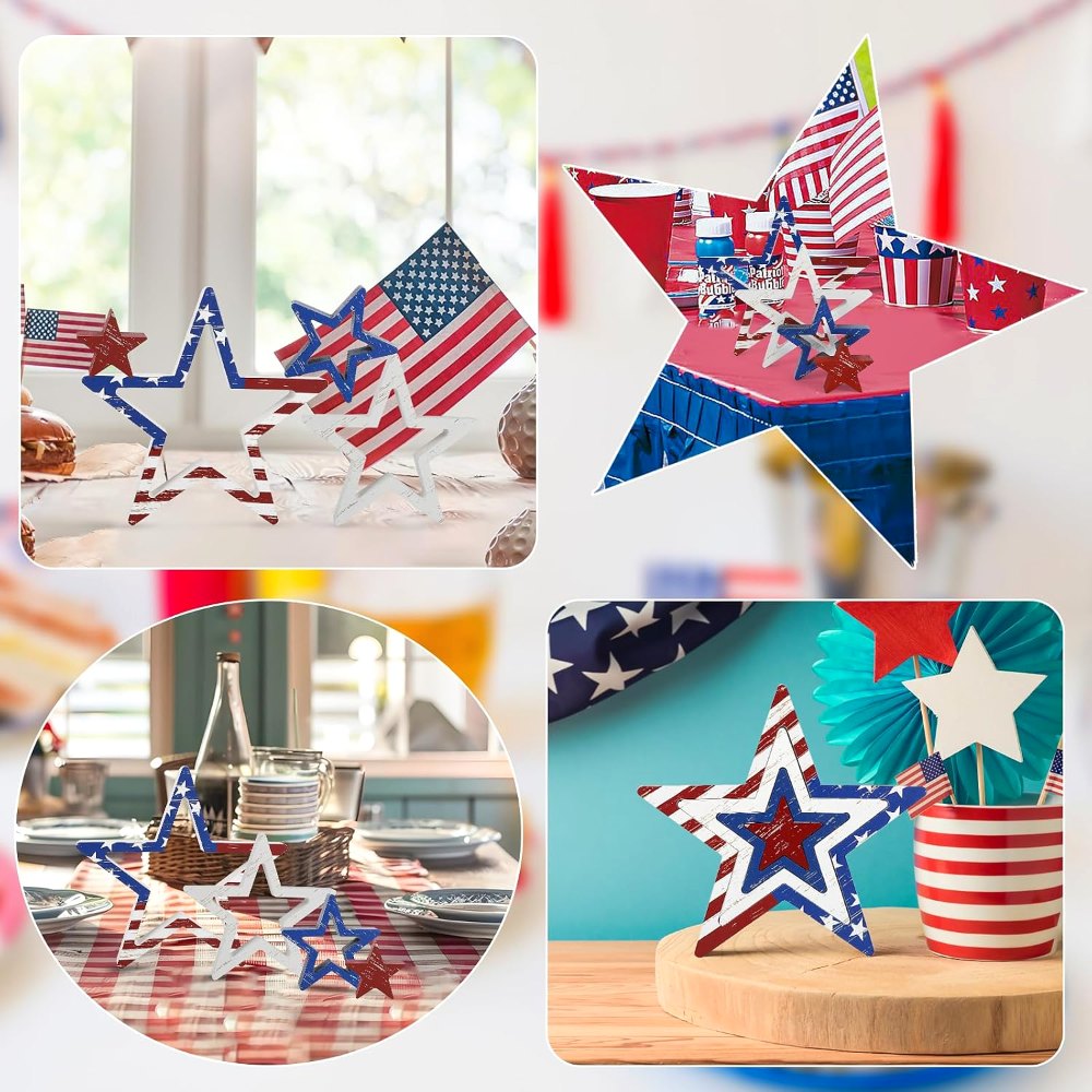 4th of July Decorations Stars Set of 4, 4 pieces, view 6