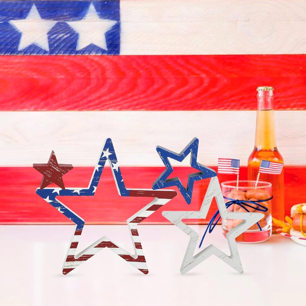 4th of July Decorations Stars Set of 4, 4 pieces, view 7