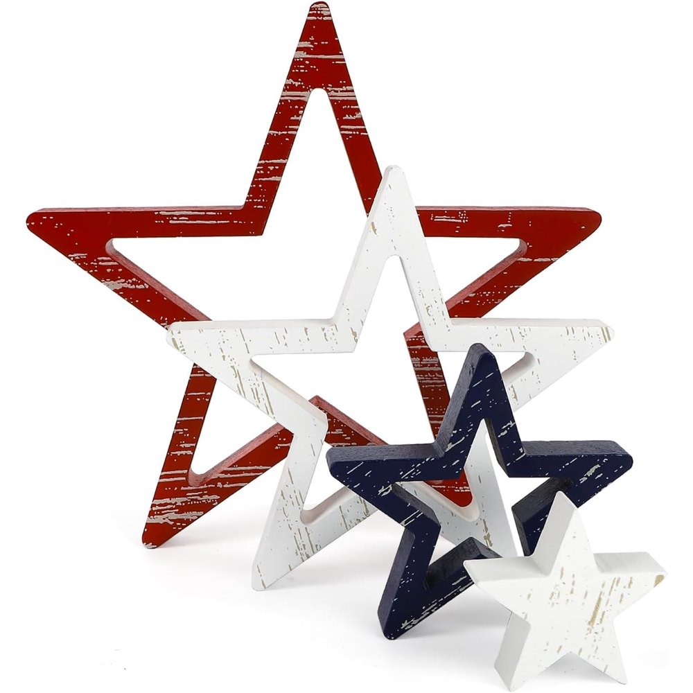 4th of July Decorations Stars Set of 4