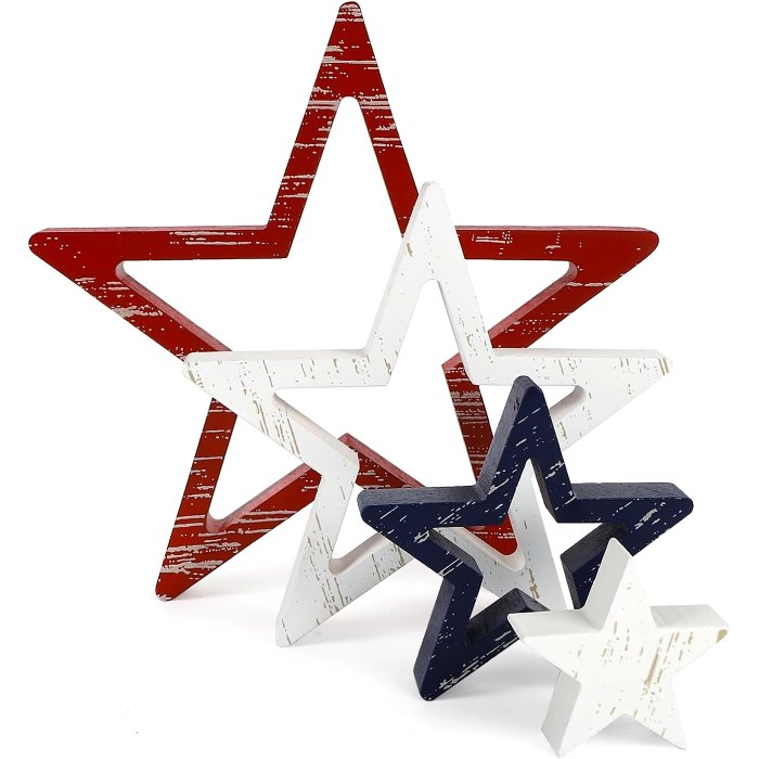 4th of July Decorations Stars Set of 4