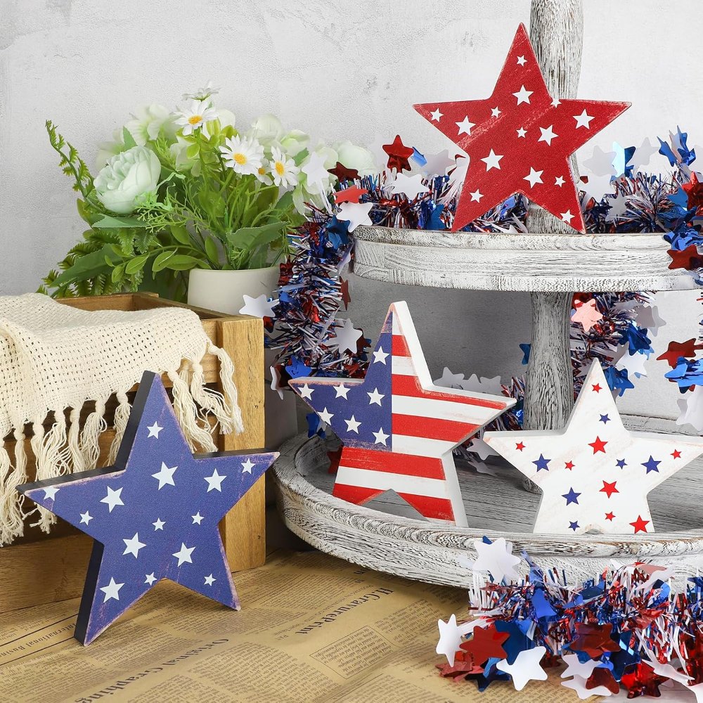 4th of July Decorations Wooden Star Set of 4, view 4