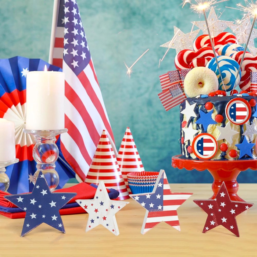 4th of July Decorations Wooden Star Set of 4, view 5