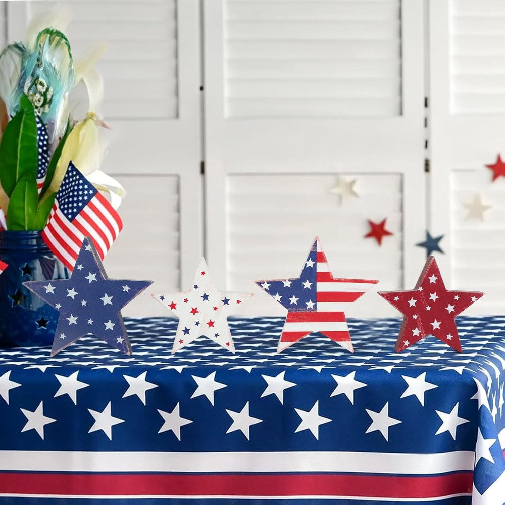 4th of July Decorations Wooden Star Set of 4, view 7