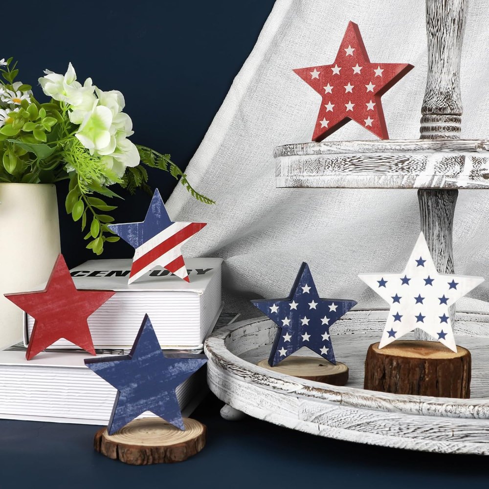 4th of July Decorations Wooden Star Set of 6, view 4