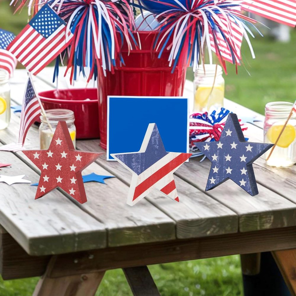 4th of July Decorations Wooden Star Set of 6, view 5