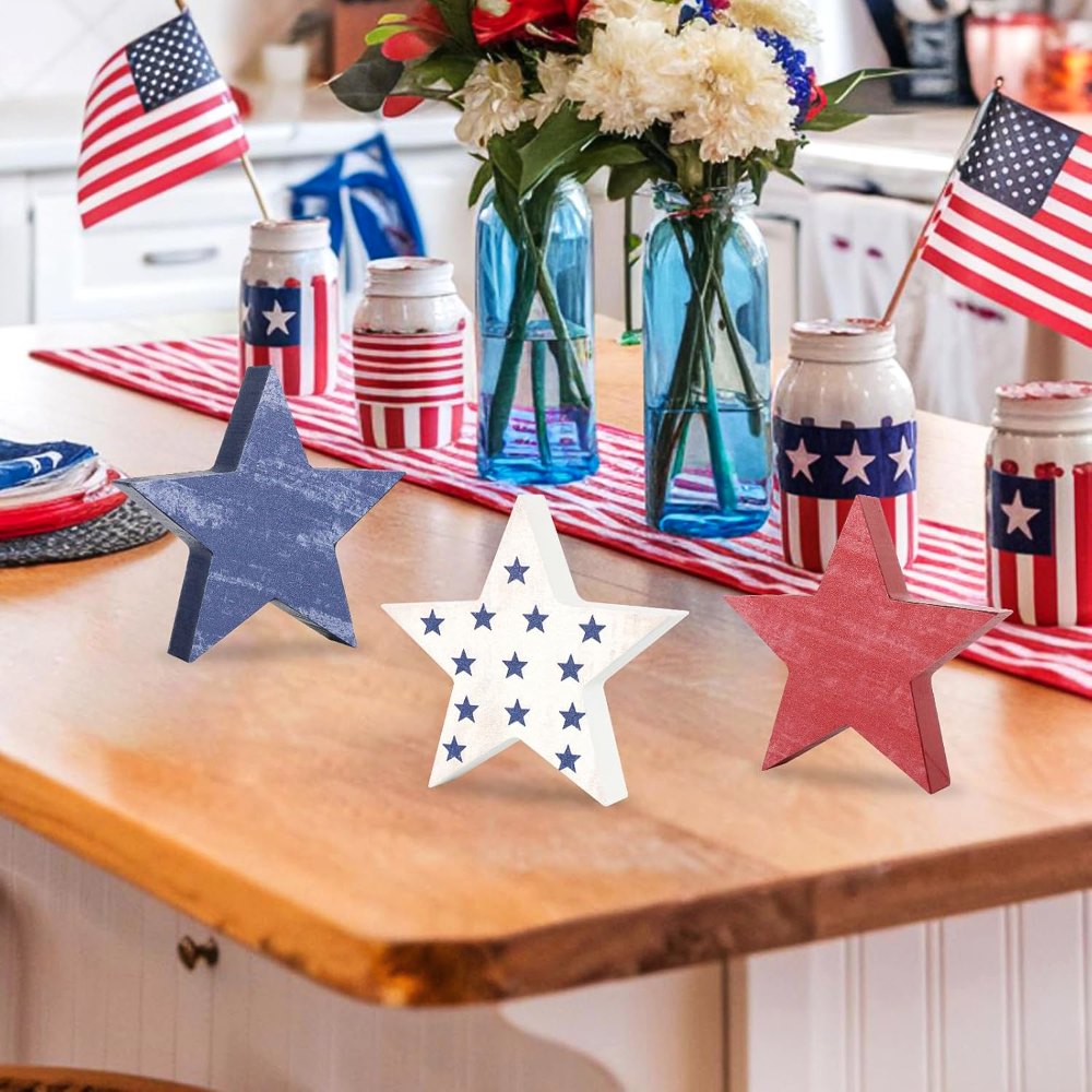 4th of July Decorations Wooden Star Set of 6, view 6