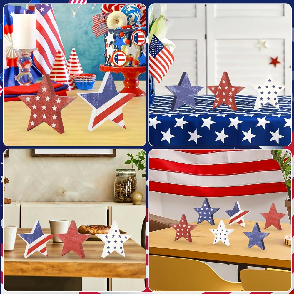 4th of July Decorations Wooden Star Set of 6, view 7