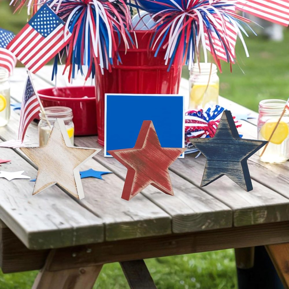 4th of July Decorations Wooden Star Set of 6, 6 pieces, view 5