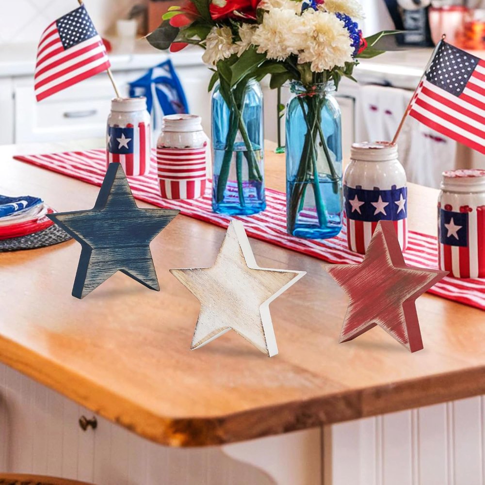 4th of July Decorations Wooden Star Set of 6, 6 pieces, view 6