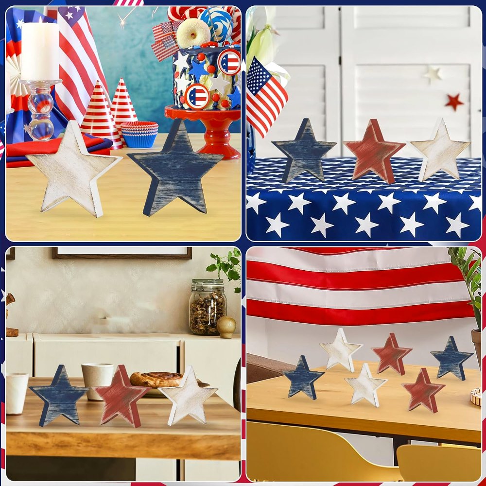 4th of July Decorations Wooden Star Set of 6, 6 pieces, view 7