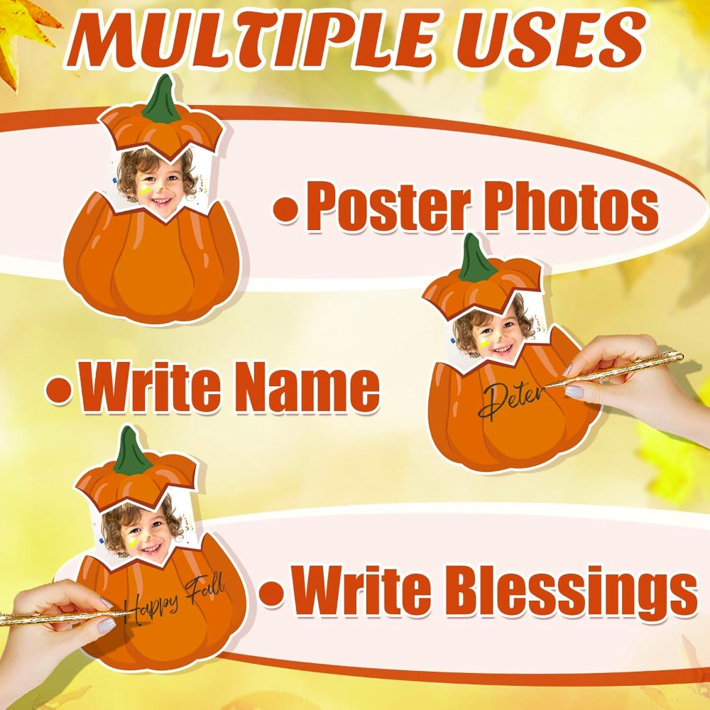 50 Sets Fall Pumpkin Cutouts Thanksgiving Bulletin Board, view 3