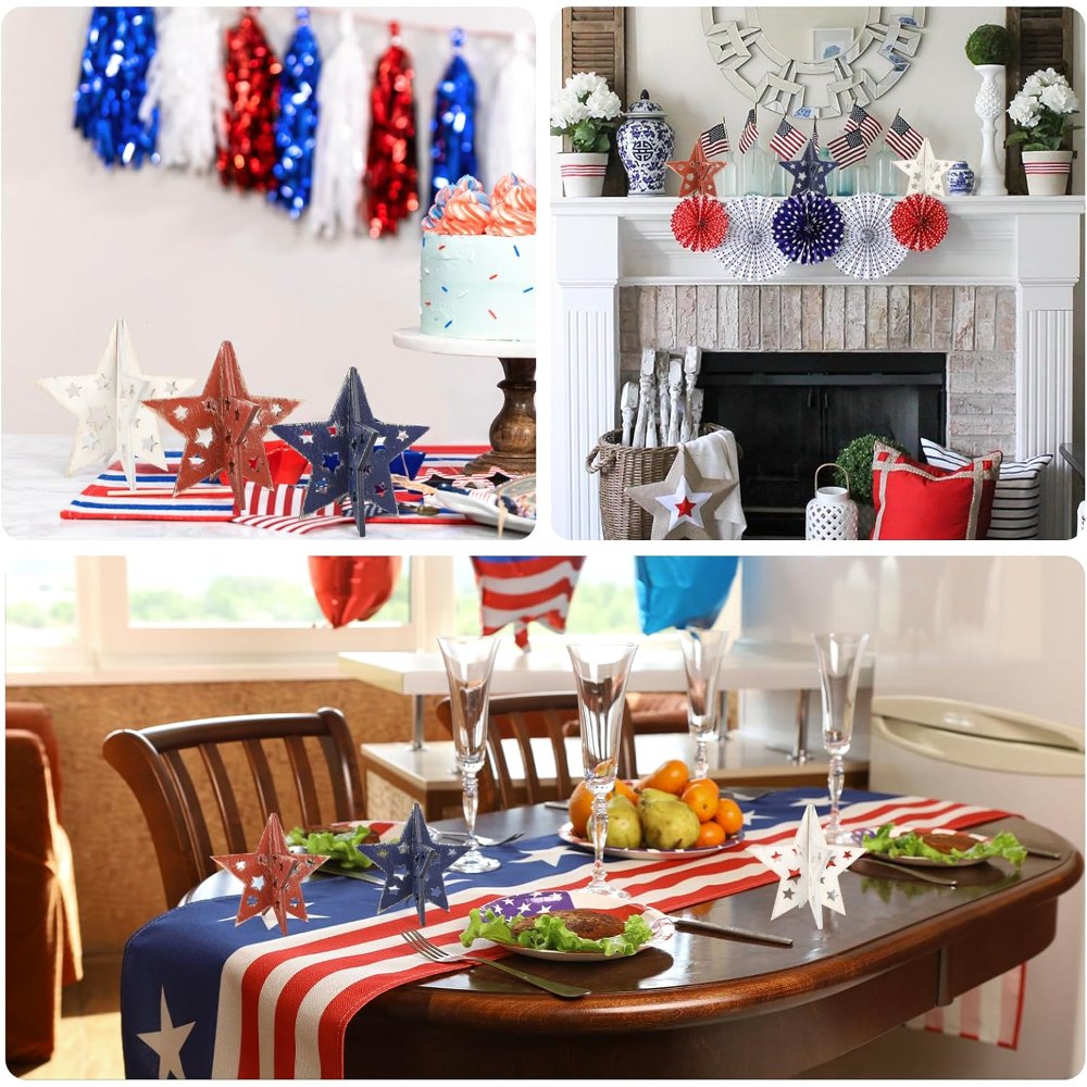 6 Inch Labor Day Decorations Wooden Stars Set, view 7
