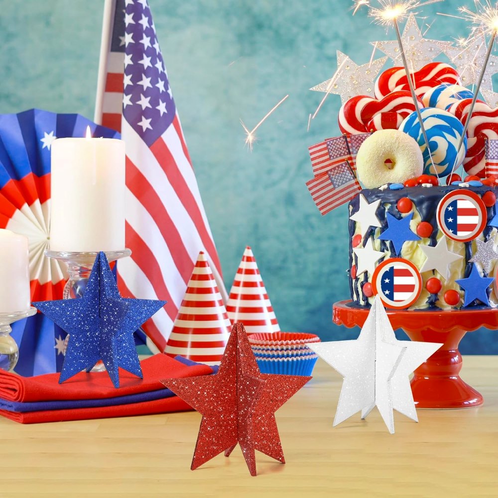 6 Inch Labor Day Decorations Wooden Stars Set (2), view 5