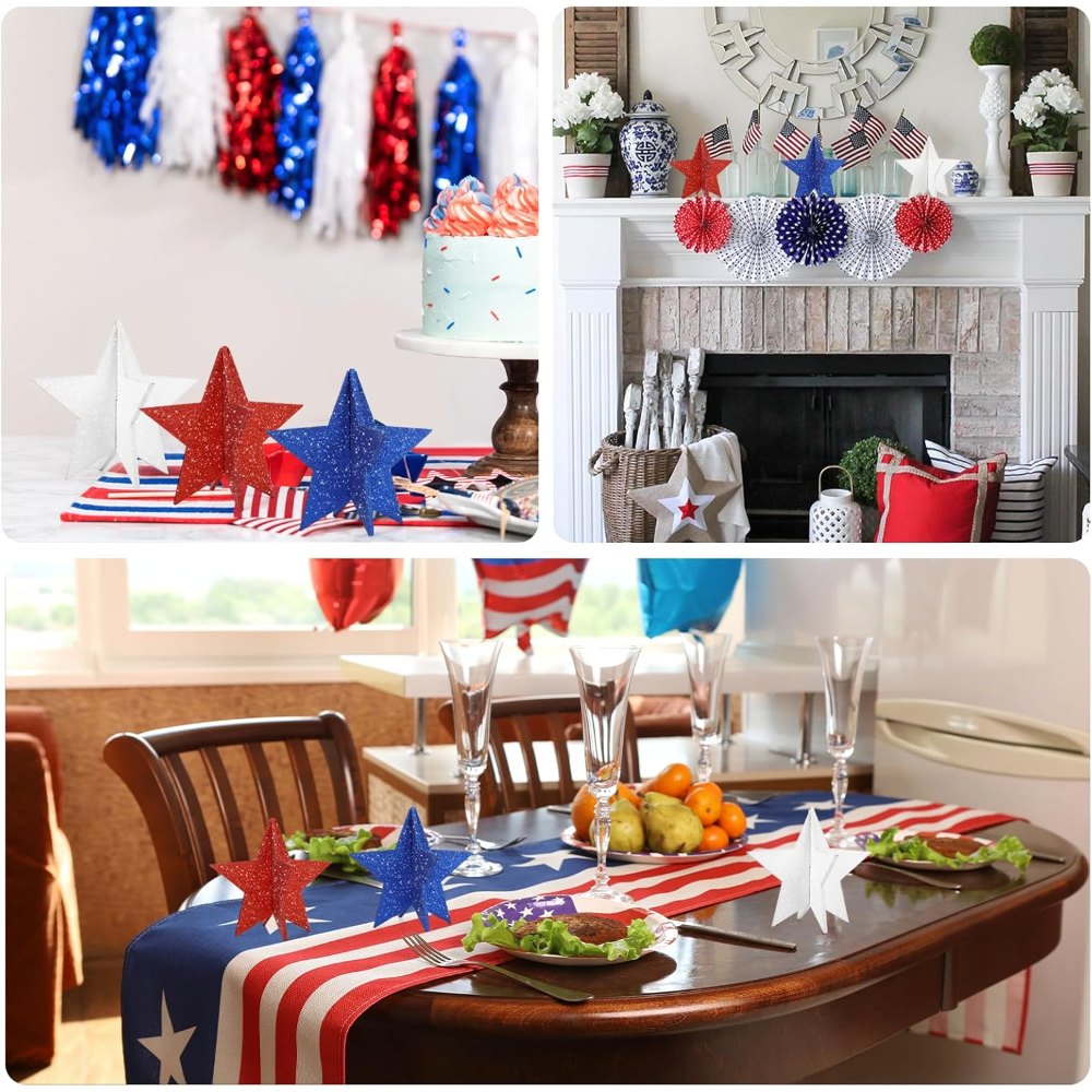 6 Inch Labor Day Decorations Wooden Stars Set (2), view 6