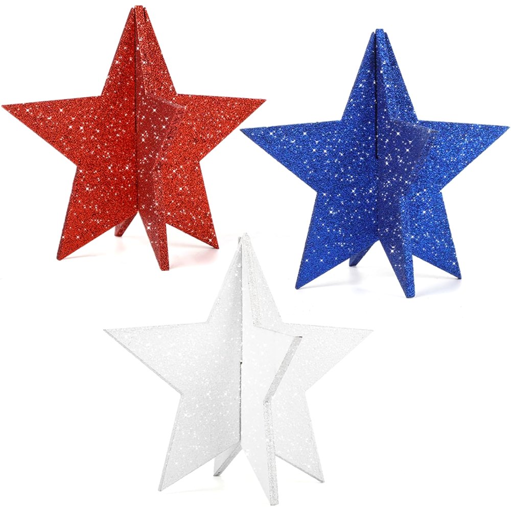 6 Inch Labor Day Decorations Wooden Stars Set (2)