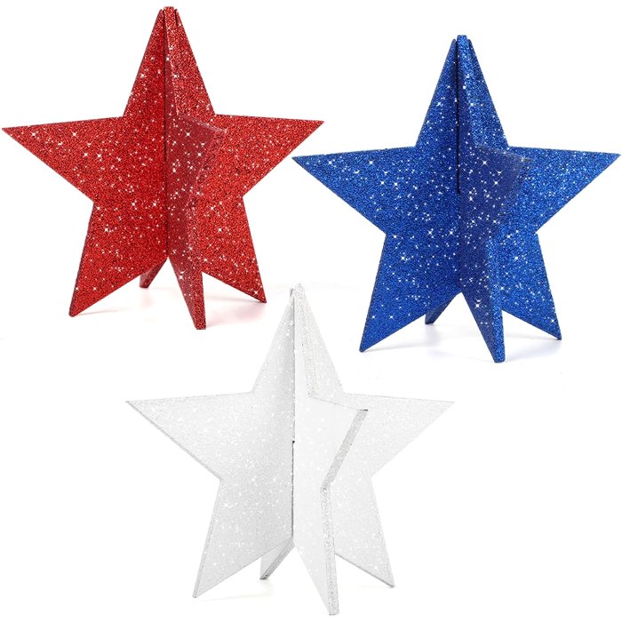 6 Inch Labor Day Decorations Wooden Stars Set (2)