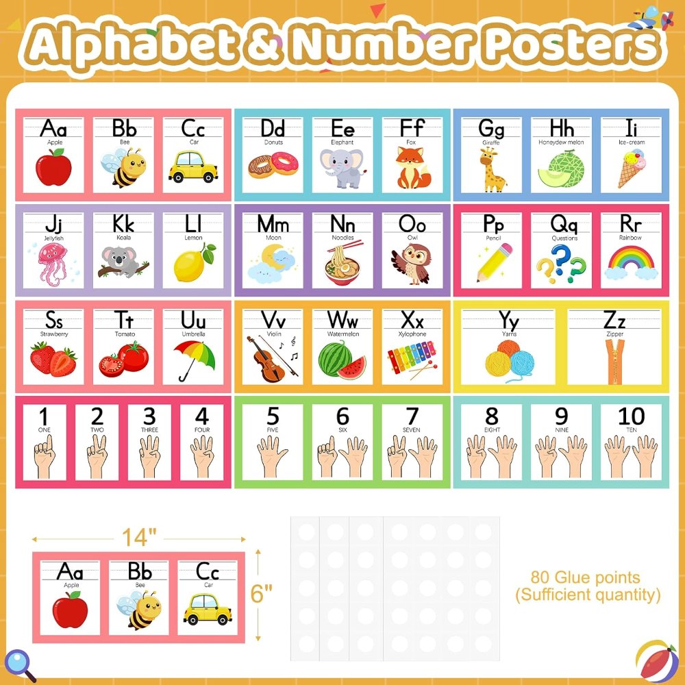 6"x14" Pastel Alphabet Number Line for Classroom Wall, view 2