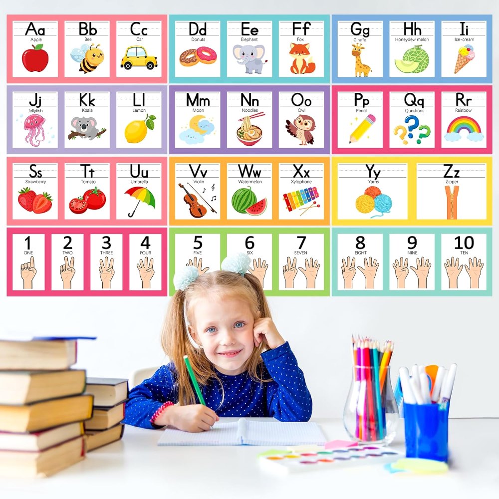 6"x14" Pastel Alphabet Number Line for Classroom Wall, view 4