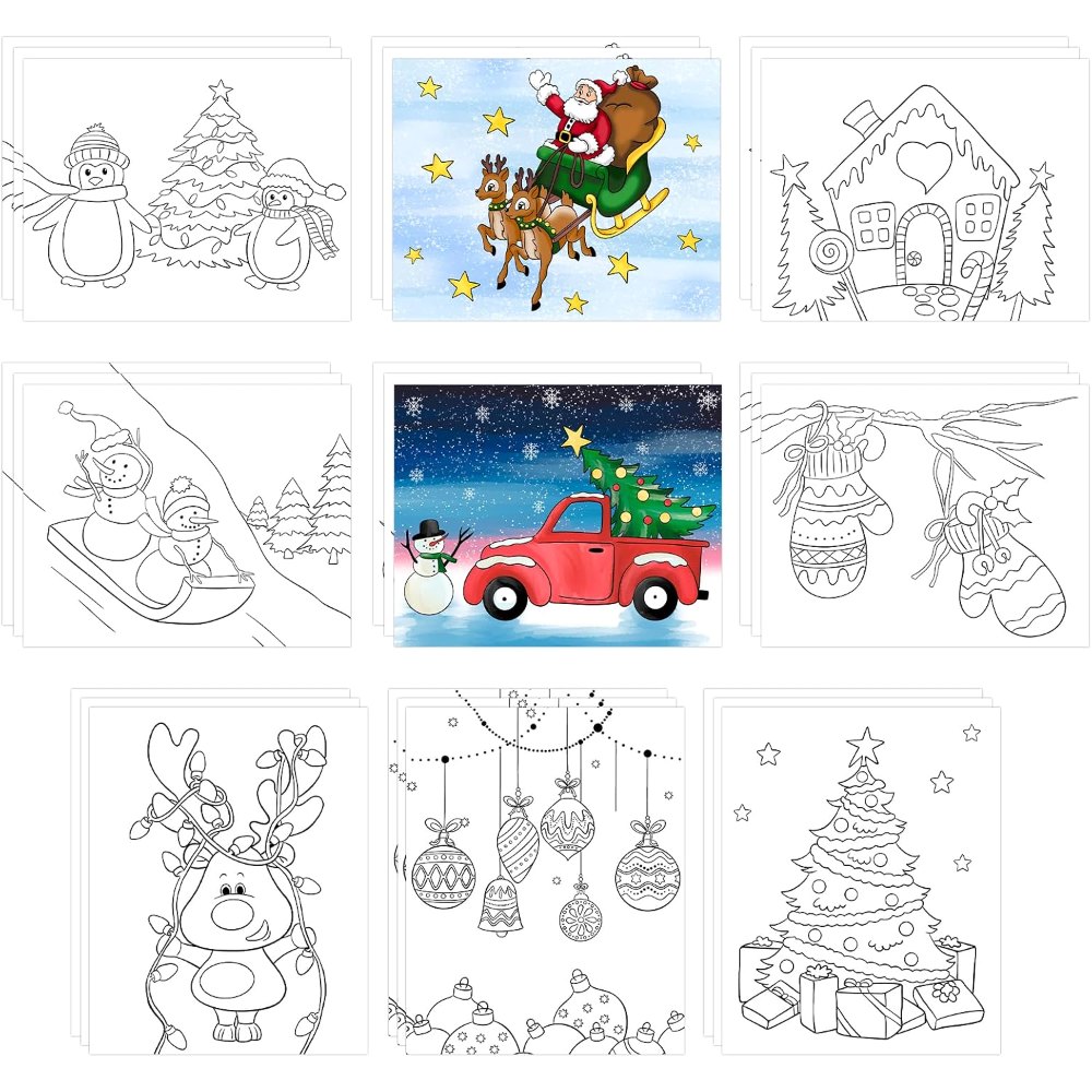 8x10 Inches Christmas Coloring Pages for Kids