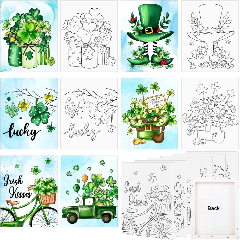 8x10 Inches St. Patrick's Day Pre Drawn Canvas to Paint