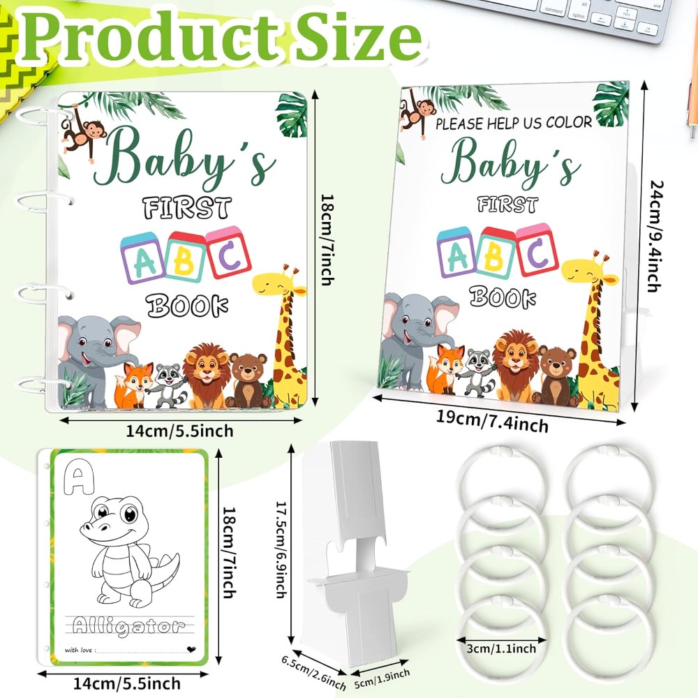 Baby's First ABC Book Baby Shower Game Coloring Card, view 2