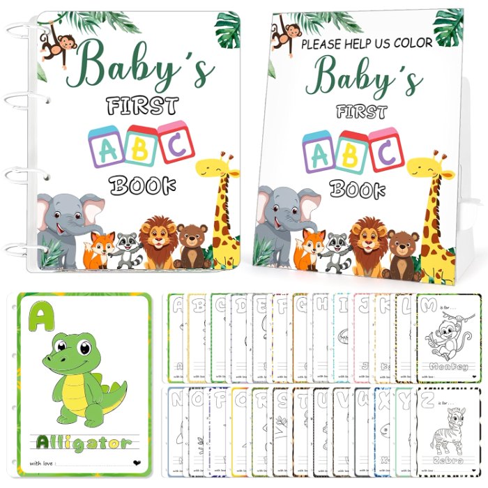 Baby's First ABC Book Baby Shower Game Coloring Card