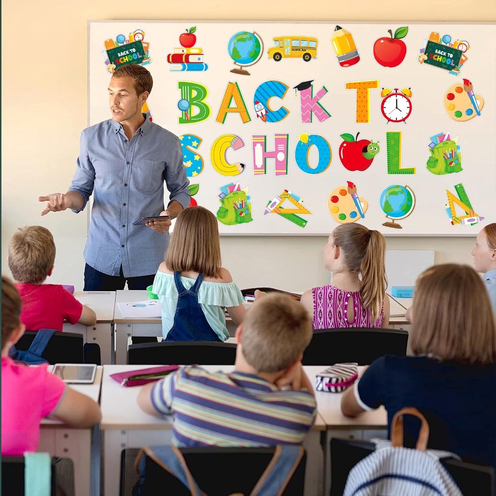 Back to School Cutouts First Day of School Bulletin Board, view 5
