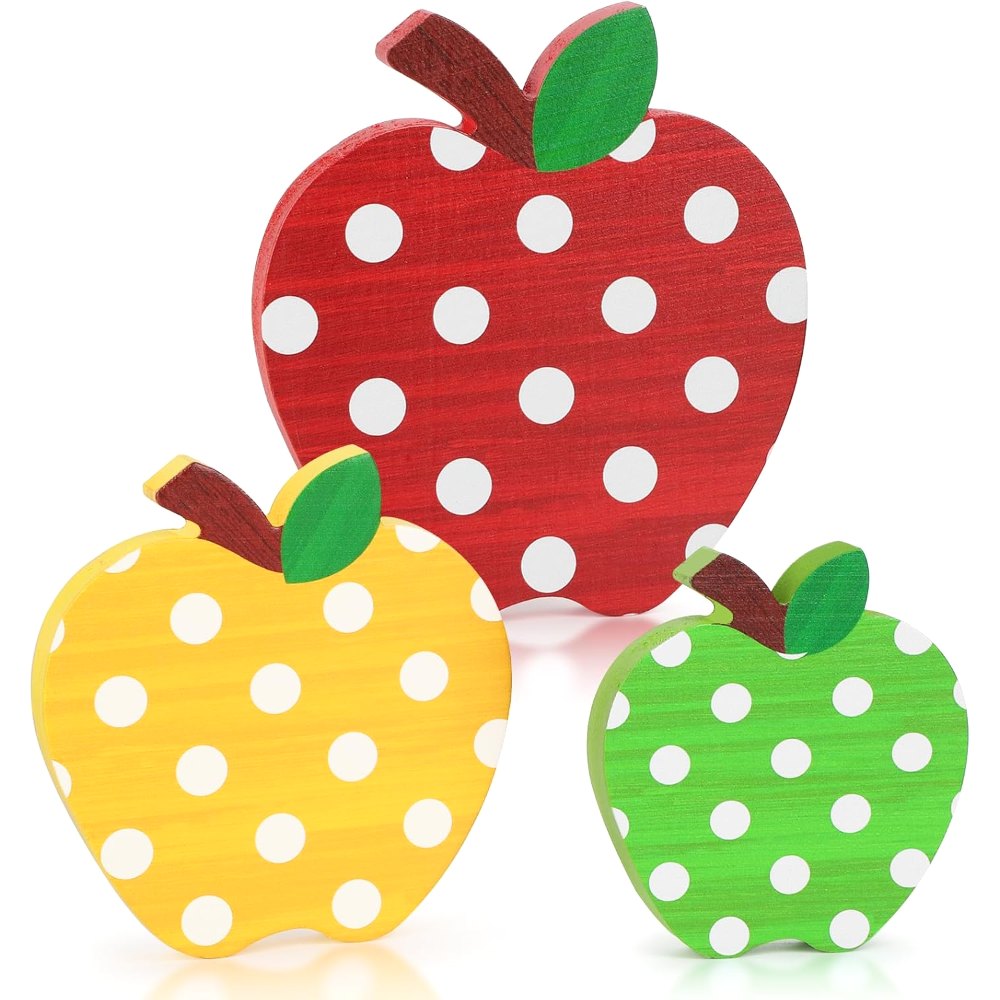 Back to School Decorations Wooden Retro Apple Table Signs