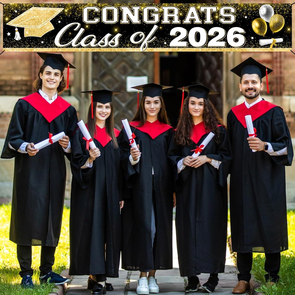 Black Gold Class of 2026 Graduation Party Decorations, view 3