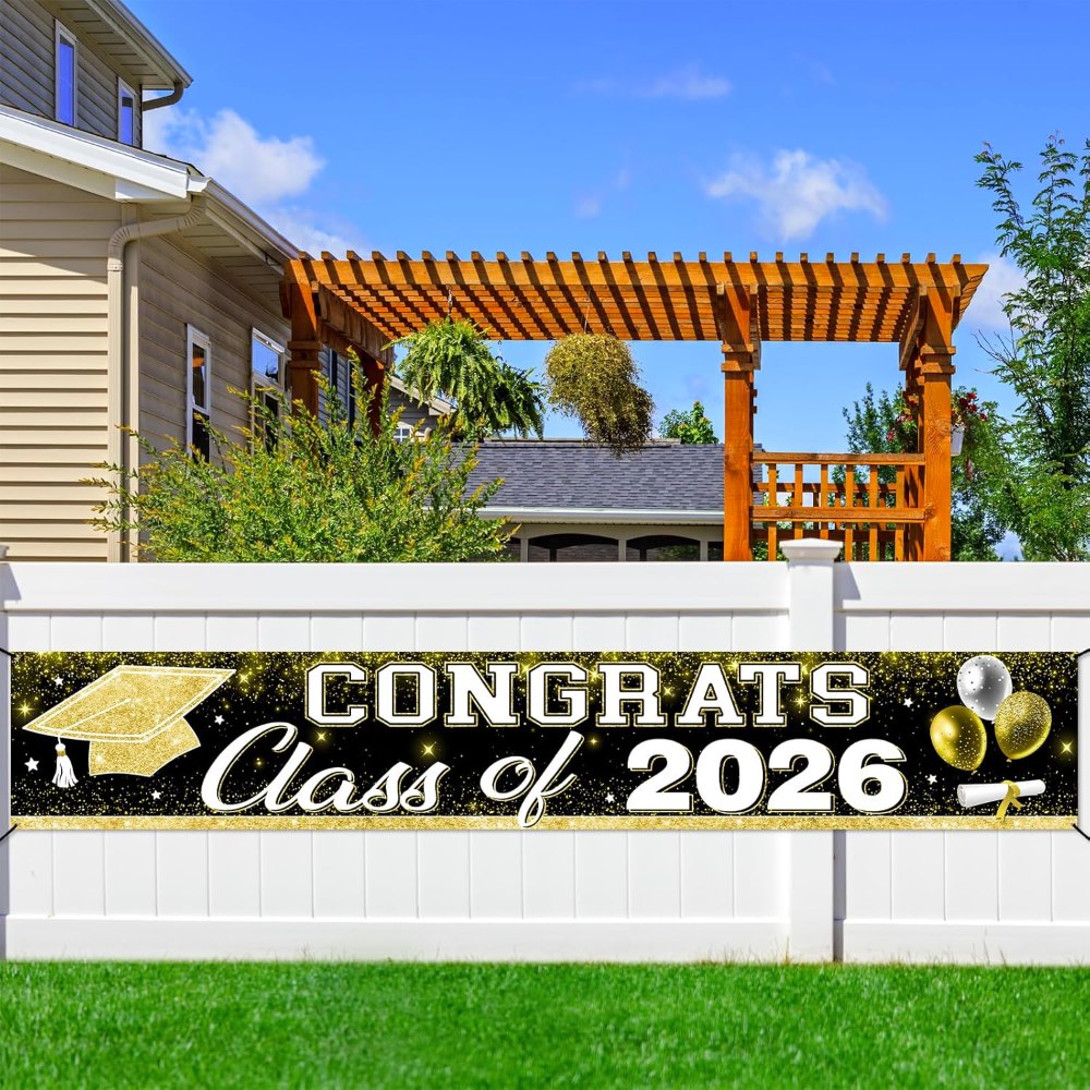 Black Gold Class of 2026 Graduation Party Decorations, view 6