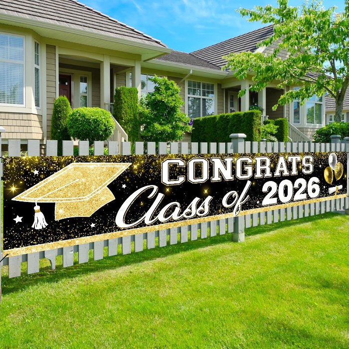 Black Gold Class of 2026 Graduation Party Decorations