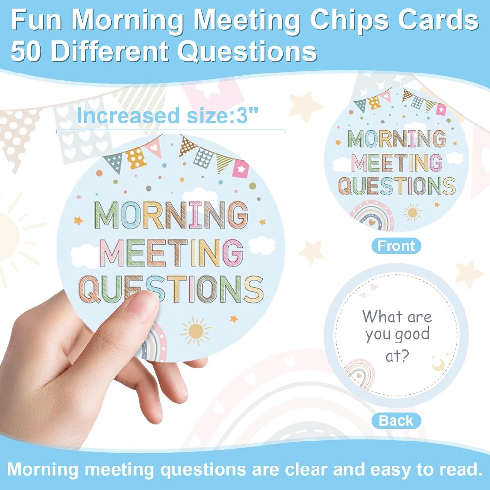 Boho Morning Meeting Chips Questions Cards, view 2