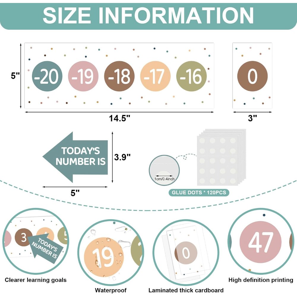 Boho Number Line Bulletin Board Border - 20 to 120, view 2