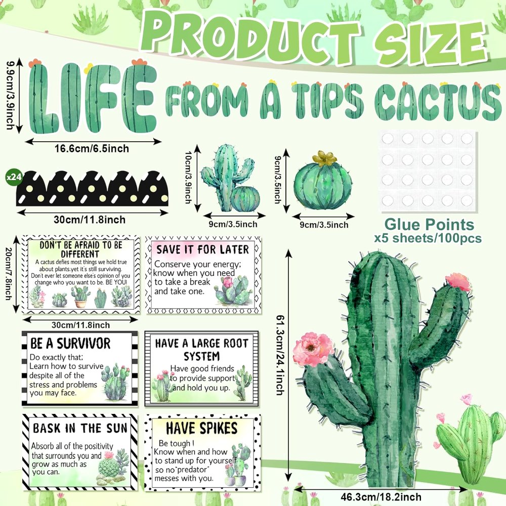 Cactus Bulletin Board Decorations Plant Motivational, view 2