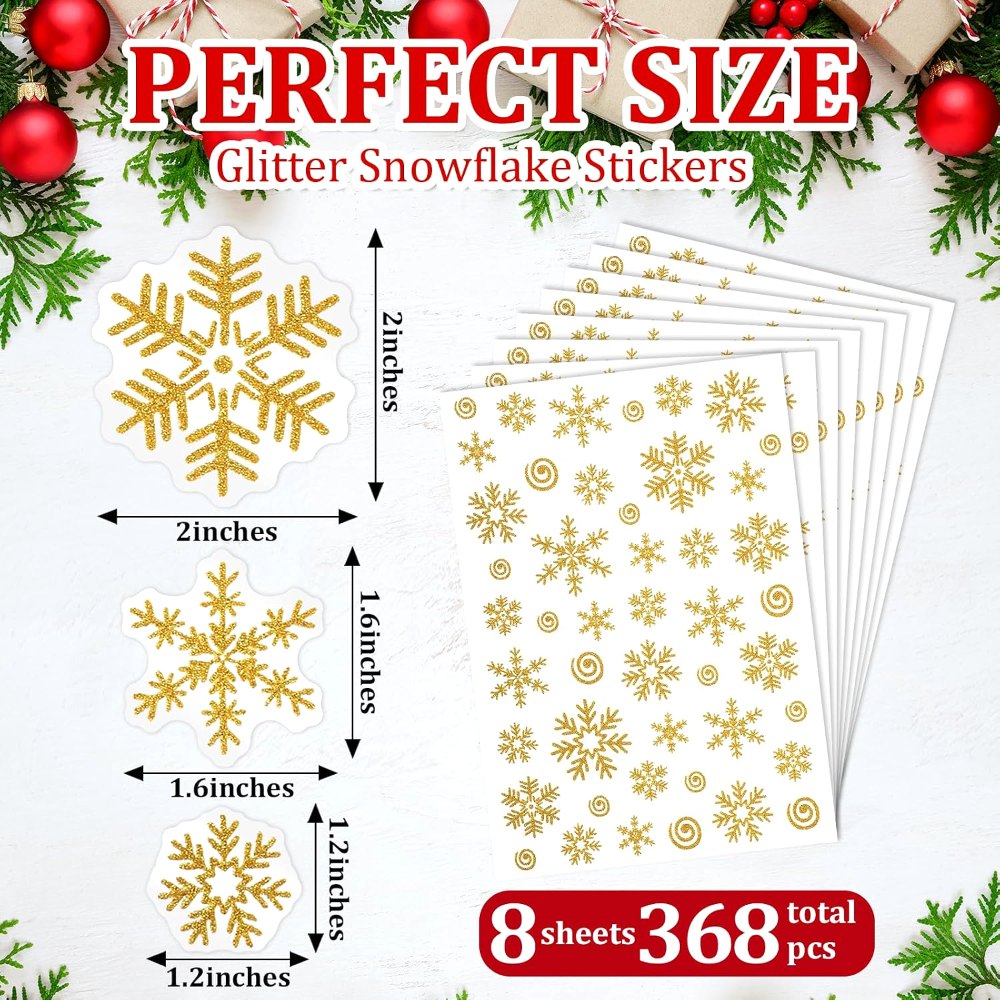 Christmas Envelope Seal Glitter Winter Snowflake Sticker, view 2
